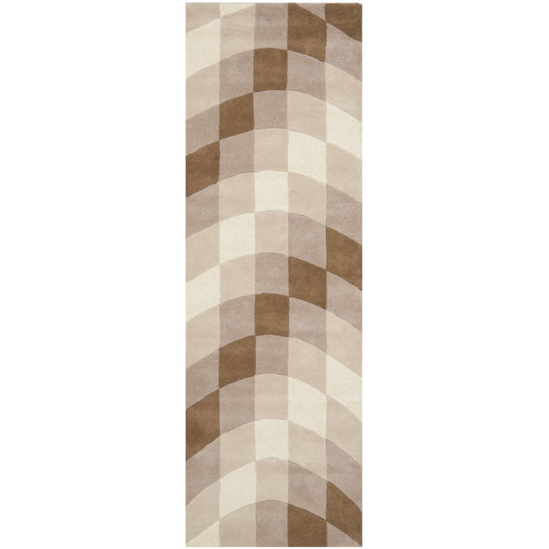 Amini Hand Tufted Wool & Viscose Pile Geometric Rug, Runner 2'6" x 8'