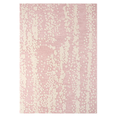 NICOLE MILLER NEW YORK Mod Weave Abstract Knotted Texture Handcrafted Wool Area Rug Rose