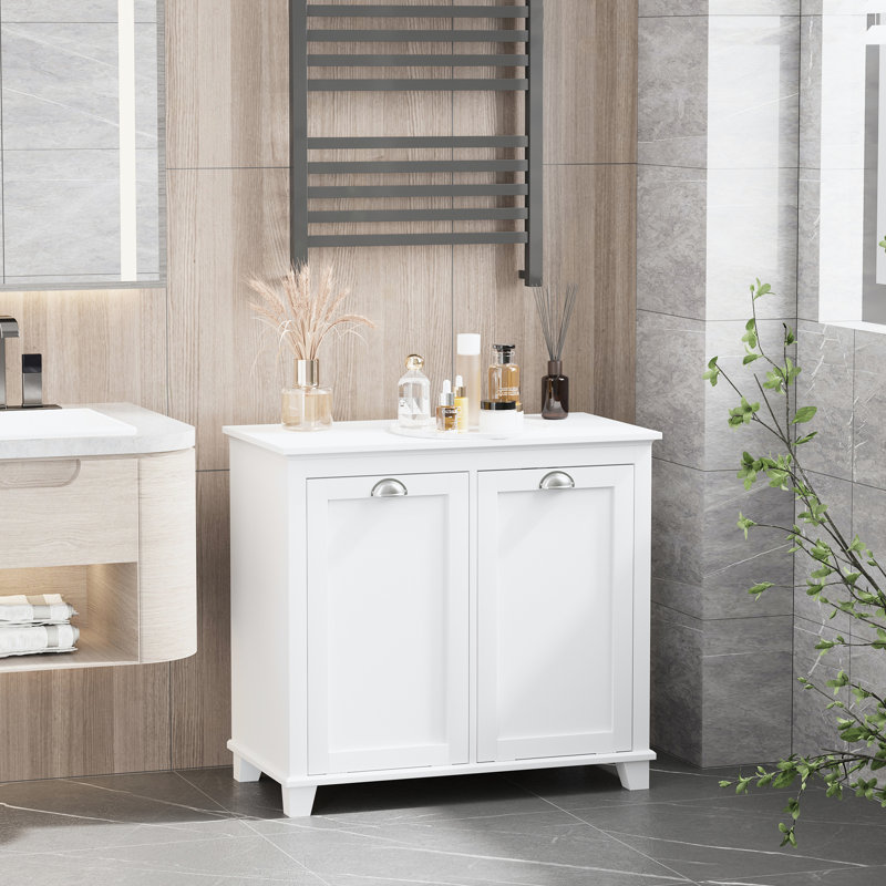 White Tilt-out Laundry Sorter Bathroom Cabinet - Abundant Space For Towels & Accessories , - Shell Toppling 30" X 15.3" 27.5 Storage Vast Water- Coating W D 27.5" H