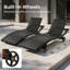 Ensemble de 2 chaises longues modernes en osier d'extérieur avec dossier réglable et roulettes pour table d'appoint, pour la piscine, le patio et le jardin-2072875418