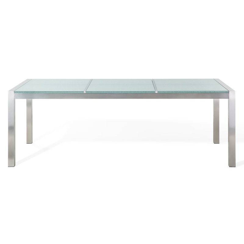 Anabriana Rectangular Glass Outdoor Dining Table - 220 cm W 100 cm D