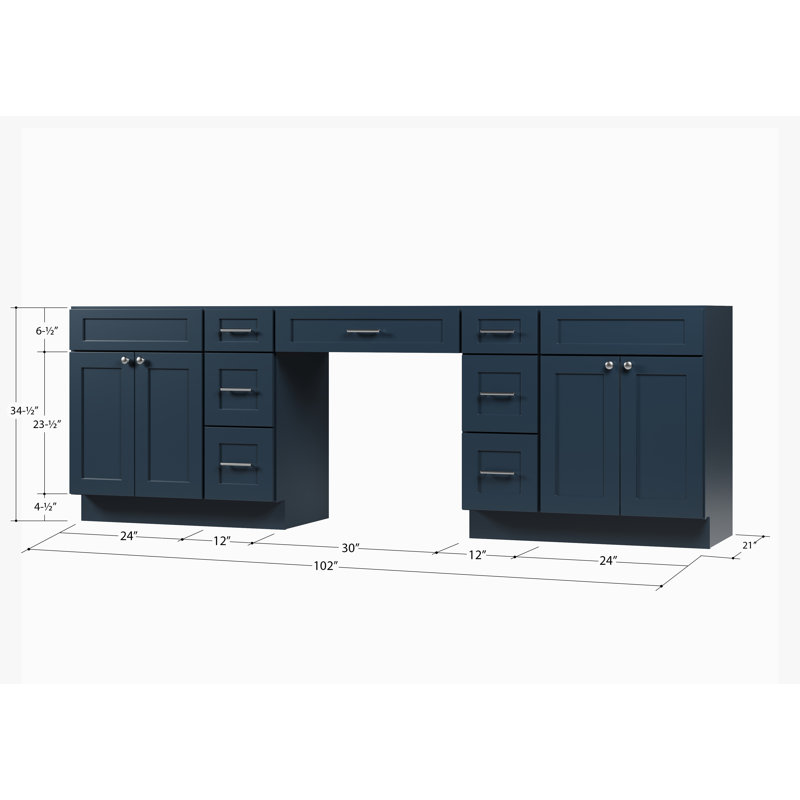 Base de meuble-lavabo double 102 seulement, Bleu