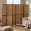 Peintures brunes et art mural avec rangement, conception pliante pour le salon, 6 pi, bambou et bois de pin
