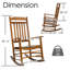 Chaise berçante en bois Kozyard, chaise berçante d'extérieur en bois massif avec dossier haut et siège à lattes, chaise berçante ergonomique pour patio, balcon, jardin, intérieur extérieur, naturel -1539347748