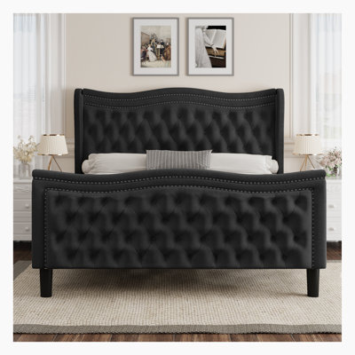Huzayfa Upholstered Platform Bed Velvet Upholstered Bed