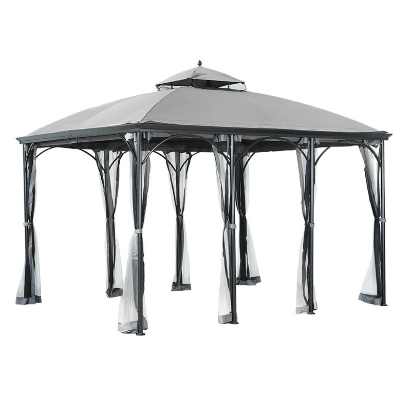 Garden Winds Replacement Canopy for Gazebo, Slate Gray, Riplock 350 Fabric