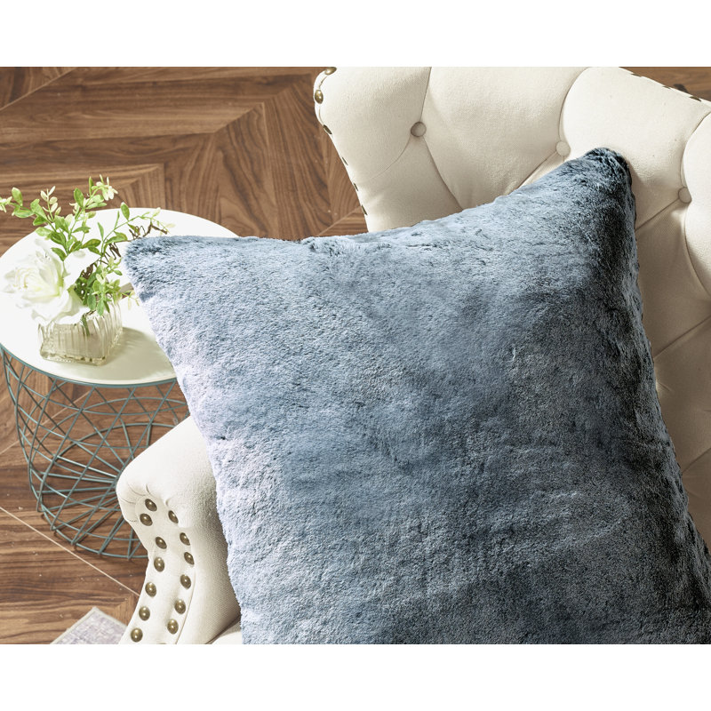 Heavy Faux Fur Throw Pillow Cover, Black, 26' H x 26' W