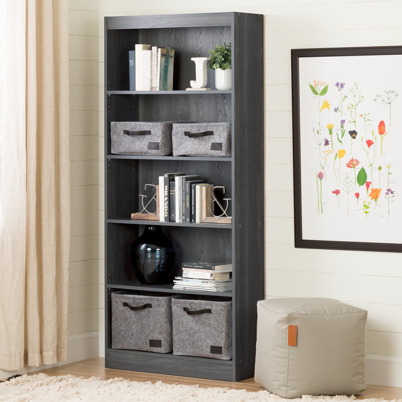 Bibliothèque Axess, (Cinq tablettes) H 68,75 po x l 28 po x P 11,5 po, Chêne gris