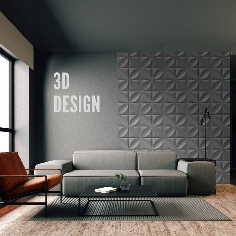 3D Wall Panels With Adhesive Included 19.6" x 19.6" Geometric Convex Shape Wall Paneling, Grey Silver