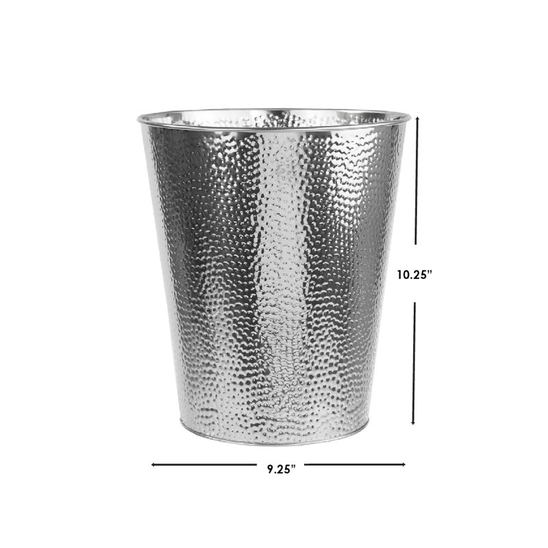  Corbeille pour déchets en acier inoxydable martelé 1,32 gallon, Argent