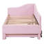 Lit de jour simple en L rembourré en forme de L avec lit gigogne escamotable, canapé-lit en lin, très grand lit, aucun sommier requis, rose-129458191