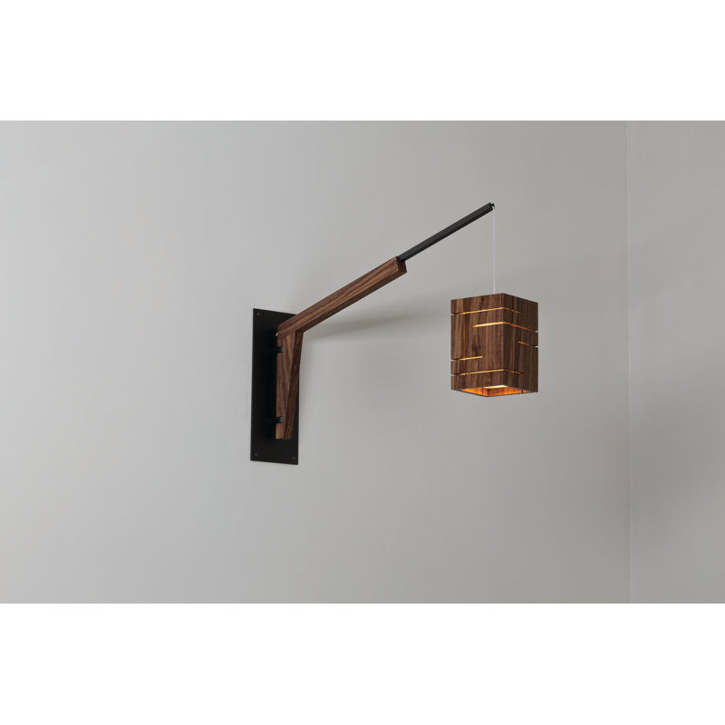 Motus Lamp Base or Clamp, Textured Black Powder Coat/Walnut