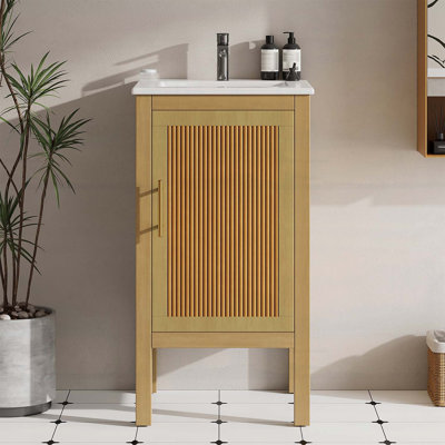 Elegant Design Bathroom Vanity with Ceramic Sink,Ample Storage for Small Bathrooms
