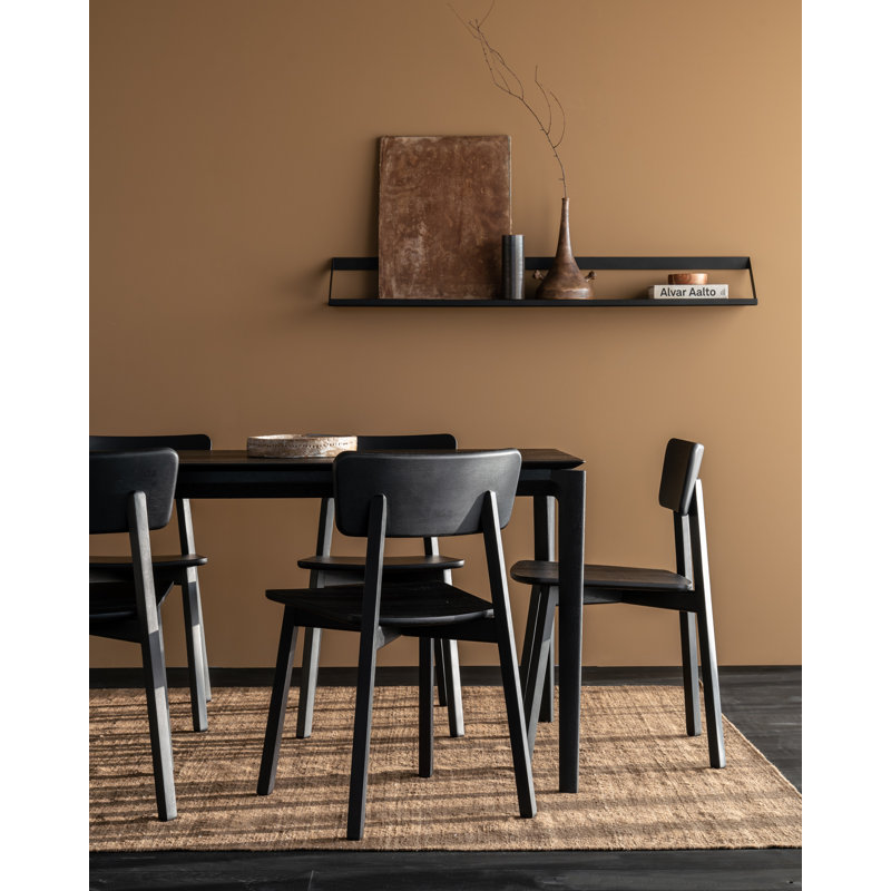 Ribbon Oak Solid Wood Bracket Shelf, Black