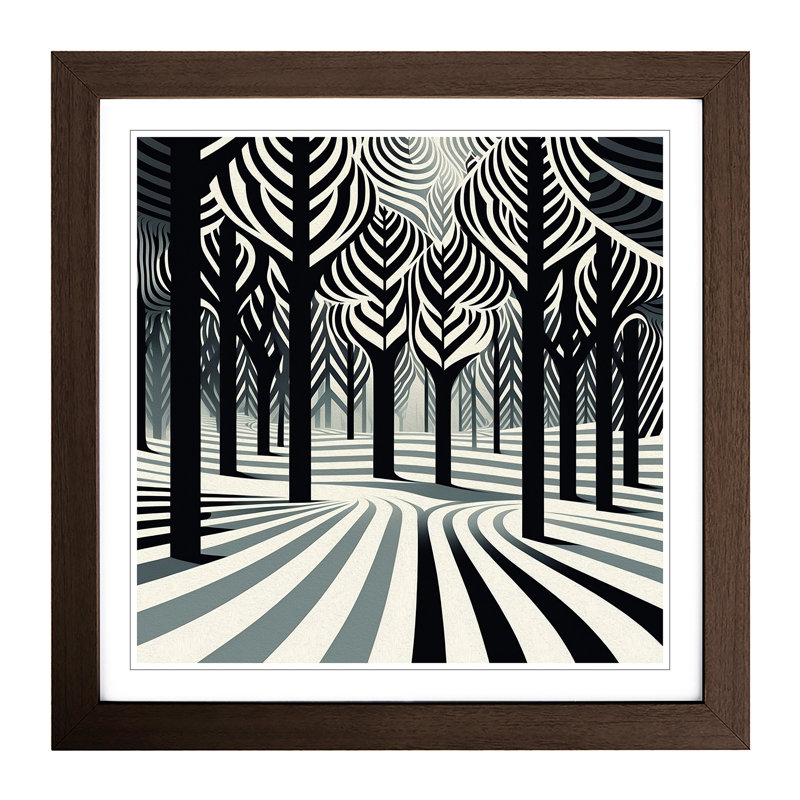 Winter Forest Op Art No.1 - Framed Print, Walnut