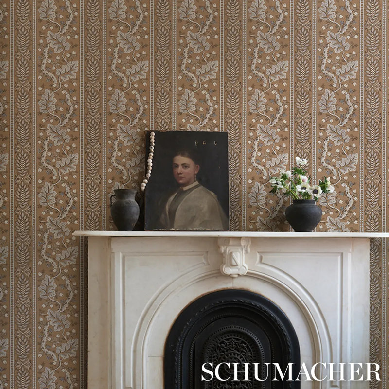 Richmond Striped Wallpaper Roll, Orange