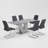 71" Dining Table Set, Modern Tempered Glass Top With PU Leather Chairs-116376076-116376077