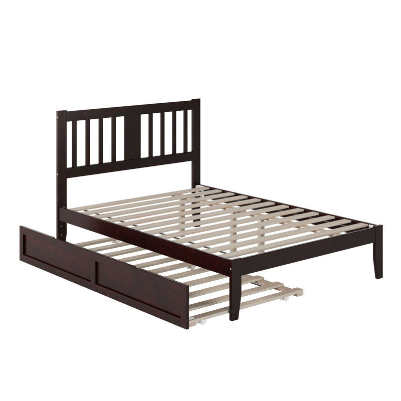 Lit plateforme avec rangement en bois massif Zosia, Double, Espresso