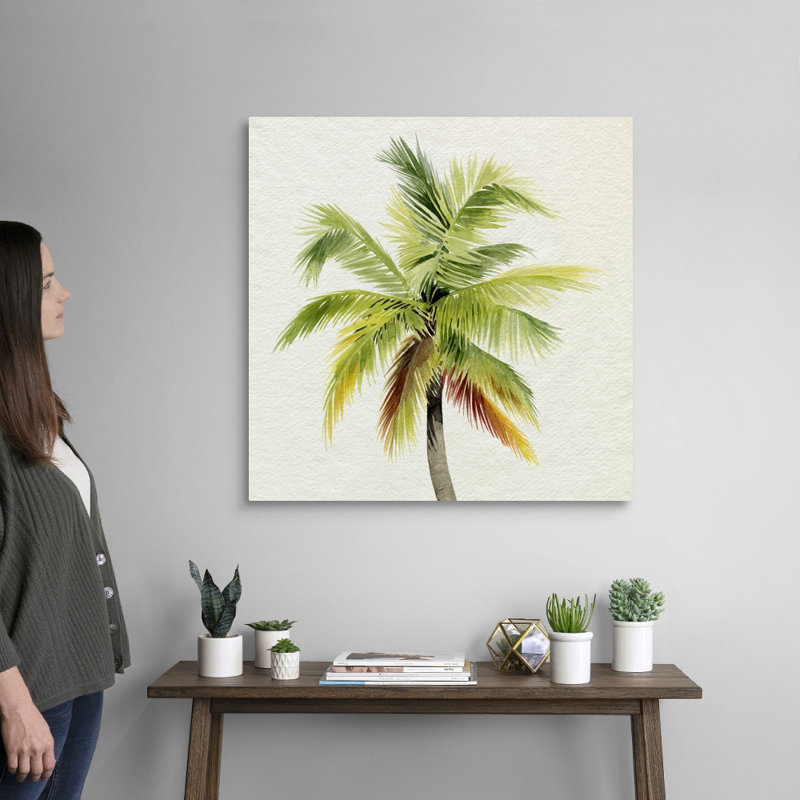 «Coco Watercolor Palm I», art mural sur toile, H 30 po x l 30 po x P 1,25 po, Toile tendue