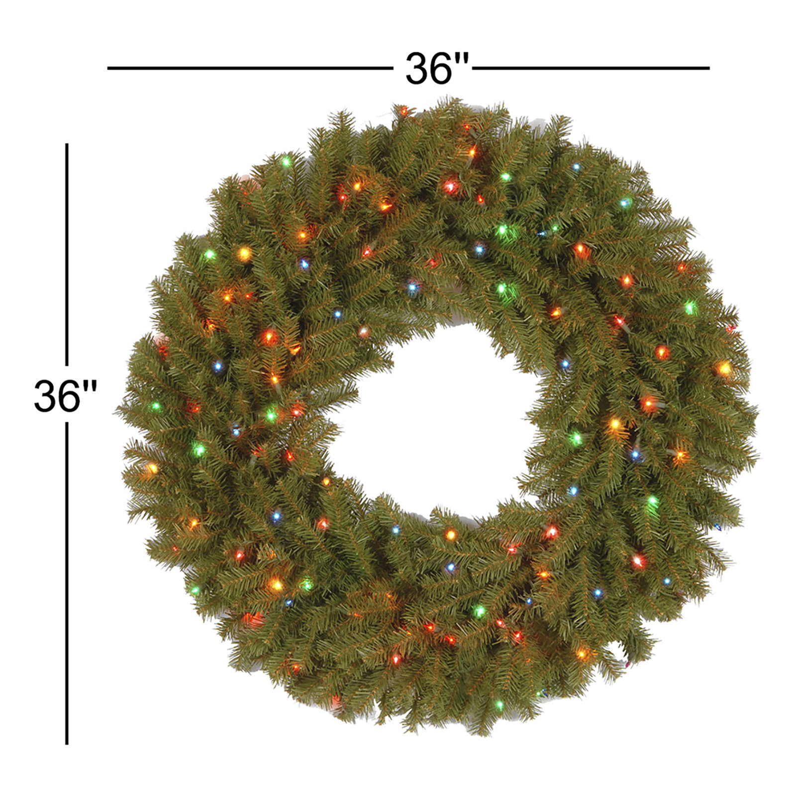 Kalk 36" Pre-Lit Fir Wreath, Mulit-Color Lights