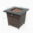 28" Outdoor Propane Fire Pit Table 50000 BTU Square Steel Fire Pit with Wicker Base for Patio Deck Garden Backyard Black