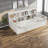Wooden Twin Floor Bed With Storage, Pine Frame, Rustic White Design For Home