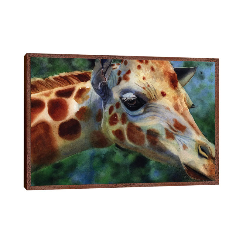 Giraffe Thoughts 1 Piece Painting on Canvas, 66.04 cm H x 45.72 cm W, Classic Brown Wood Framed