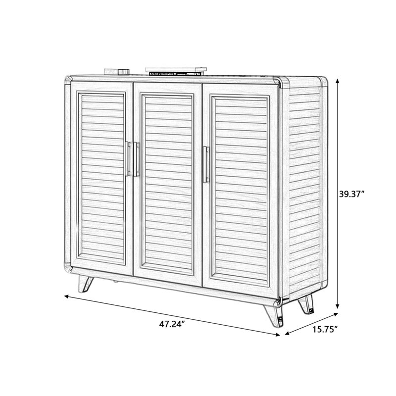 Rangement pour chaussures en alliage d'aluminium noyer, 39.37" H x 47.24" W x 15.75" D