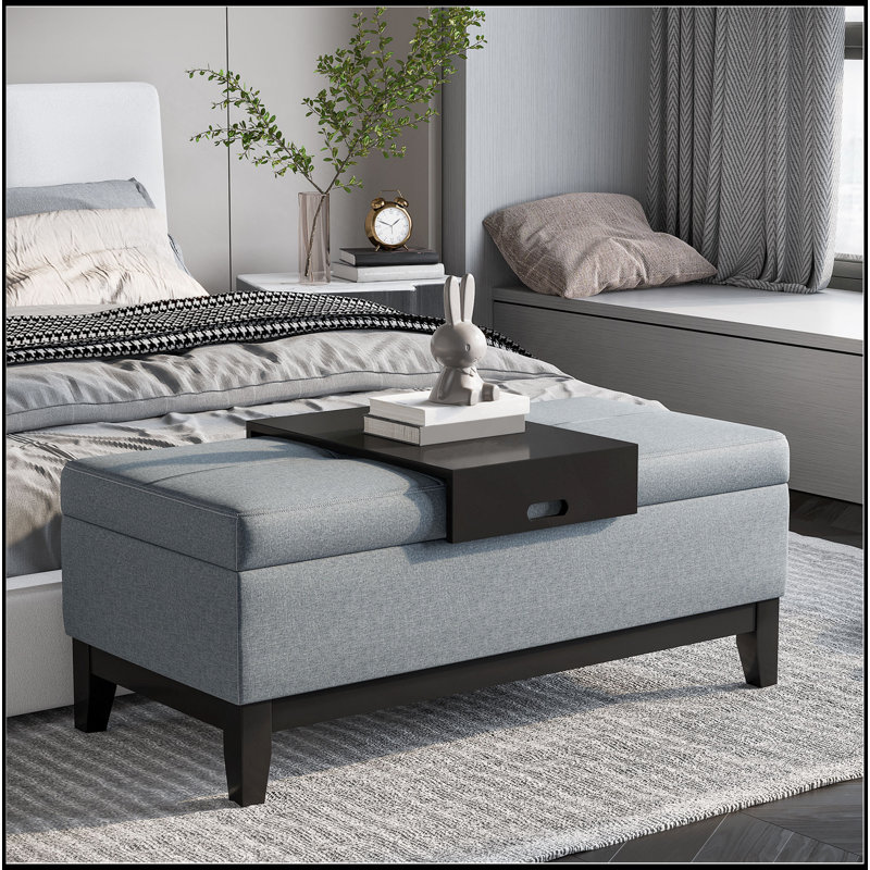 Versatile Rectangular Ottoman Bench With Removable Tray And Spacious Storage