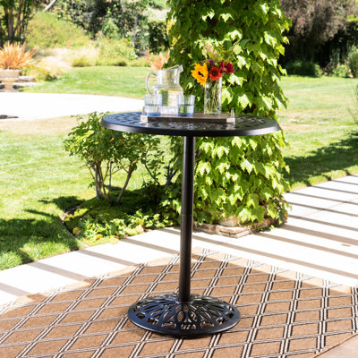 Table de bar ronde en aluminium coulé 35 po 35 po - Option extérieure en cuivre stable et tendance, avec un style exquis de beauté en filigrane
