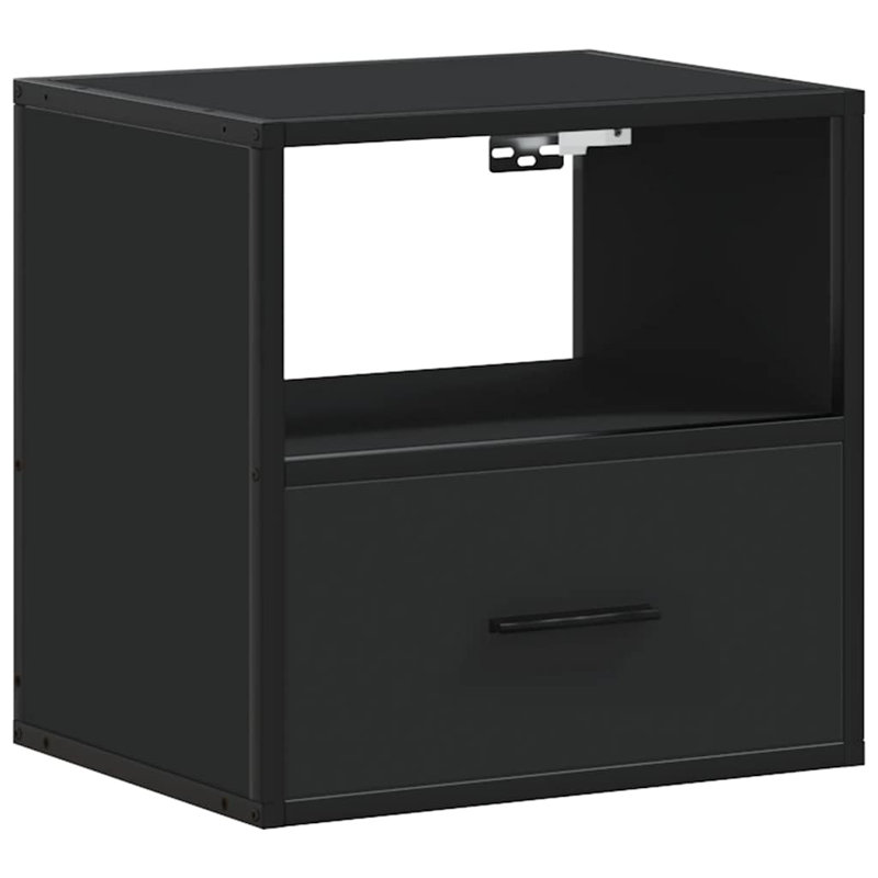 40cm W Metal Bedside Table, Black