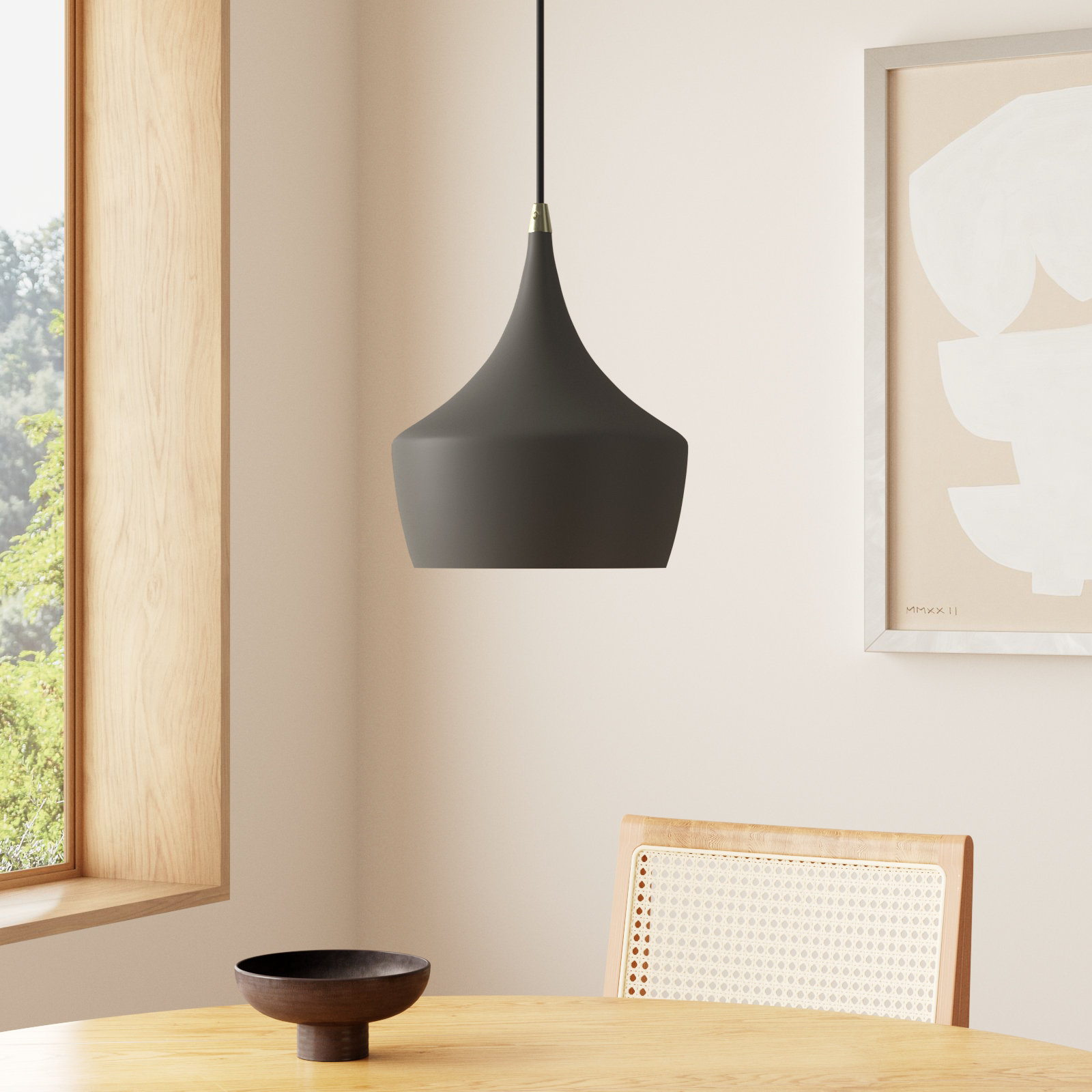Schultz Dimmable Teardrop Single Light Pendant, Bronze