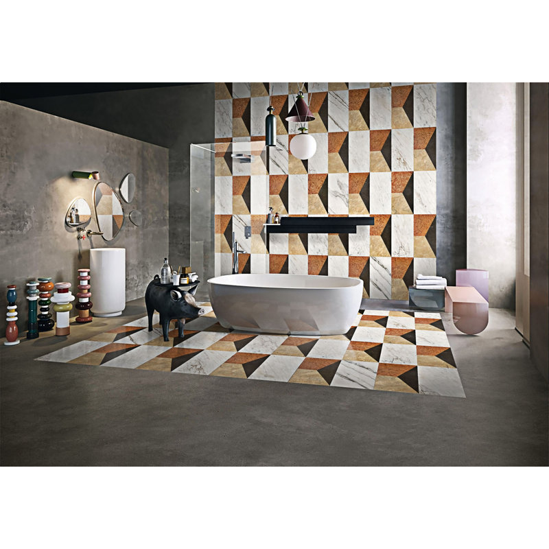 Carrelage en marbre poli, 1 boîte par motif, 2 pièces