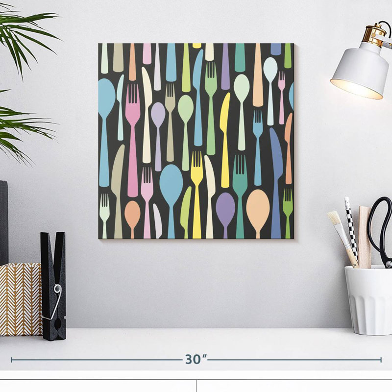 Pastel Kitchen Utensils, 16" H x 16" W