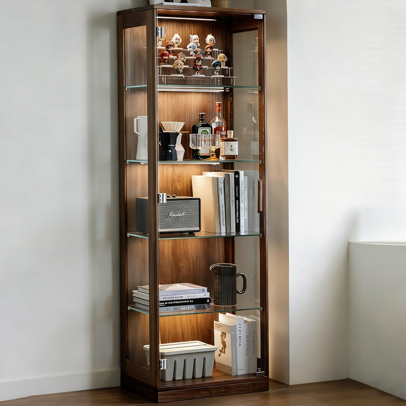 Vitrines en bois massif brun noisette