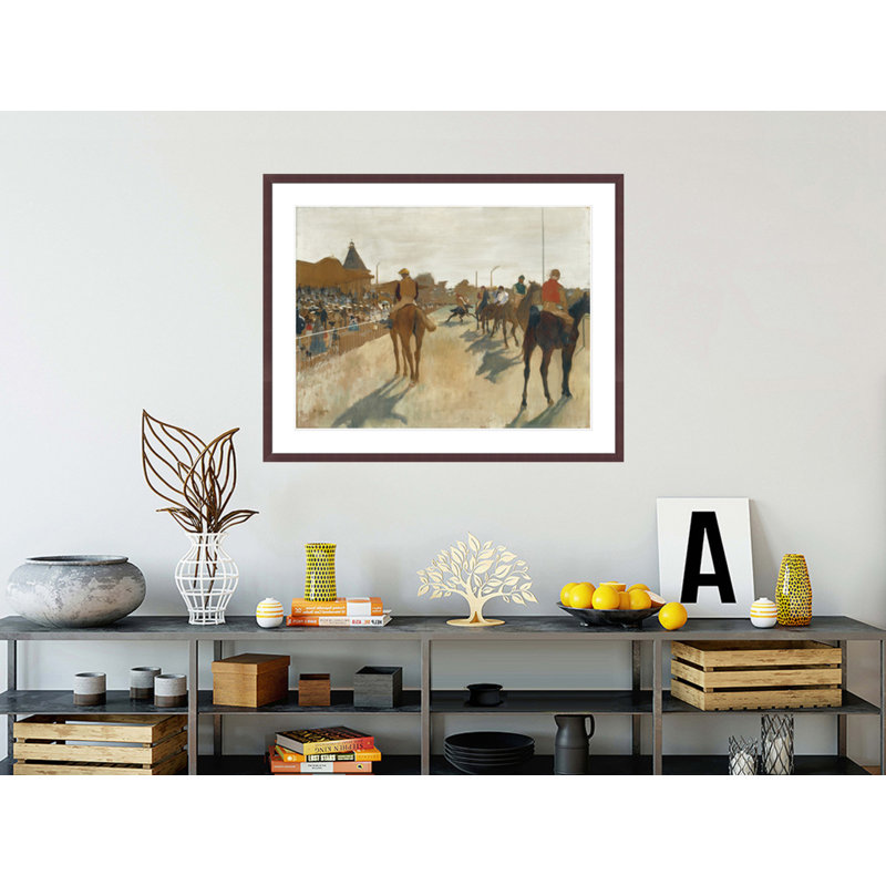 Chevaux de course avant les gradins ca. 1866-68 par Edgar Degas, impression giclée encadrée, H 33,09 po x l 41,5 po