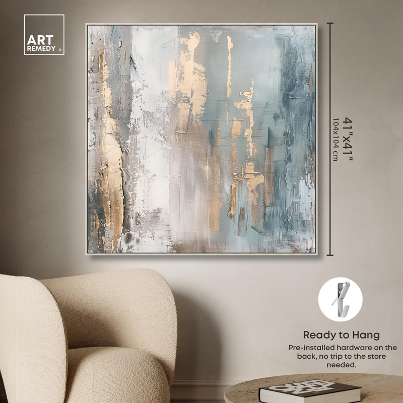 «Ebony Veil (V)», Toile Minimal Abstracts par Art Remedy, Encadrement argenté, H 41 po x l 41 po x P 2 po