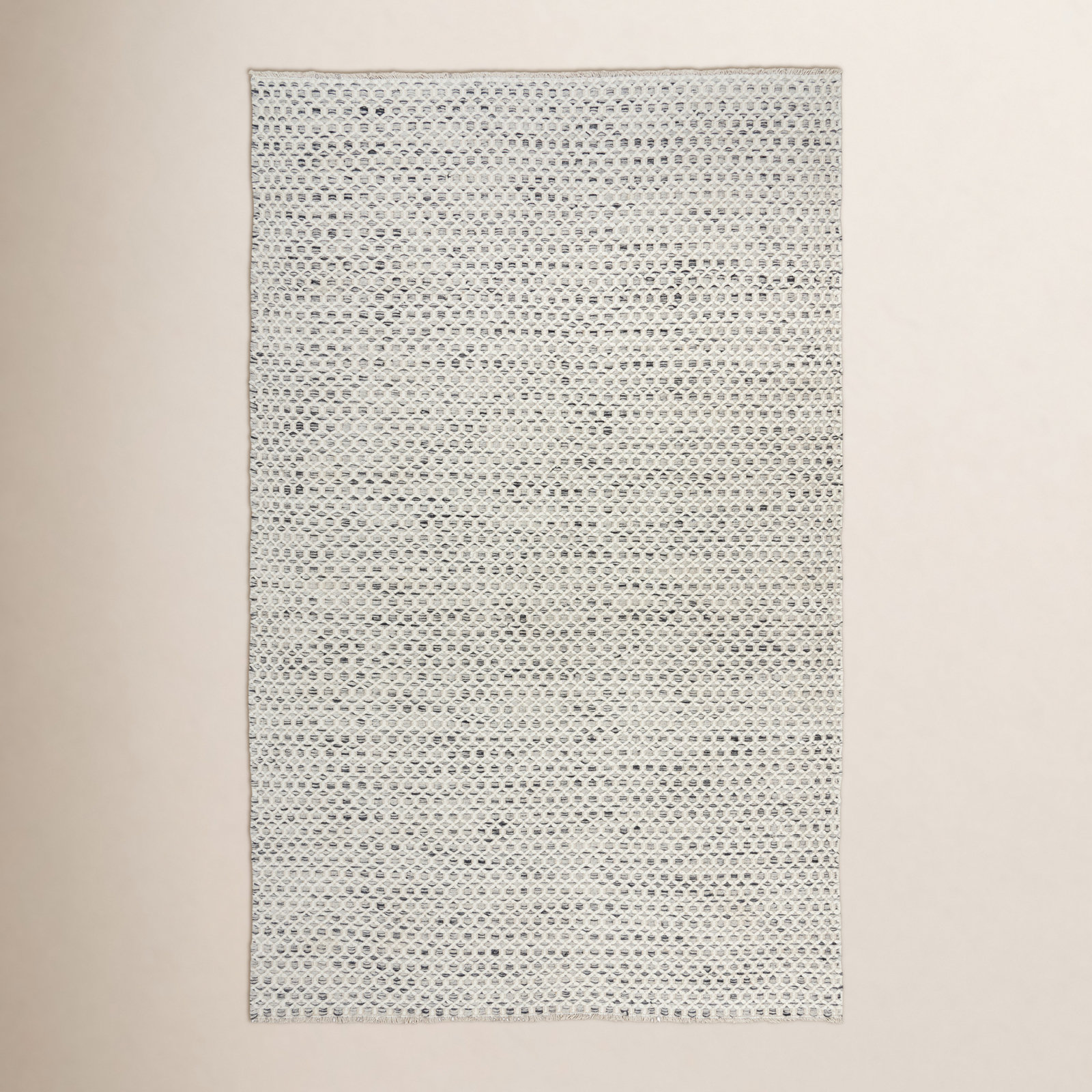 Quincy Beige Hand-Woven Geometric Wool Rug, Rectangle 7'6" x 9'6"
