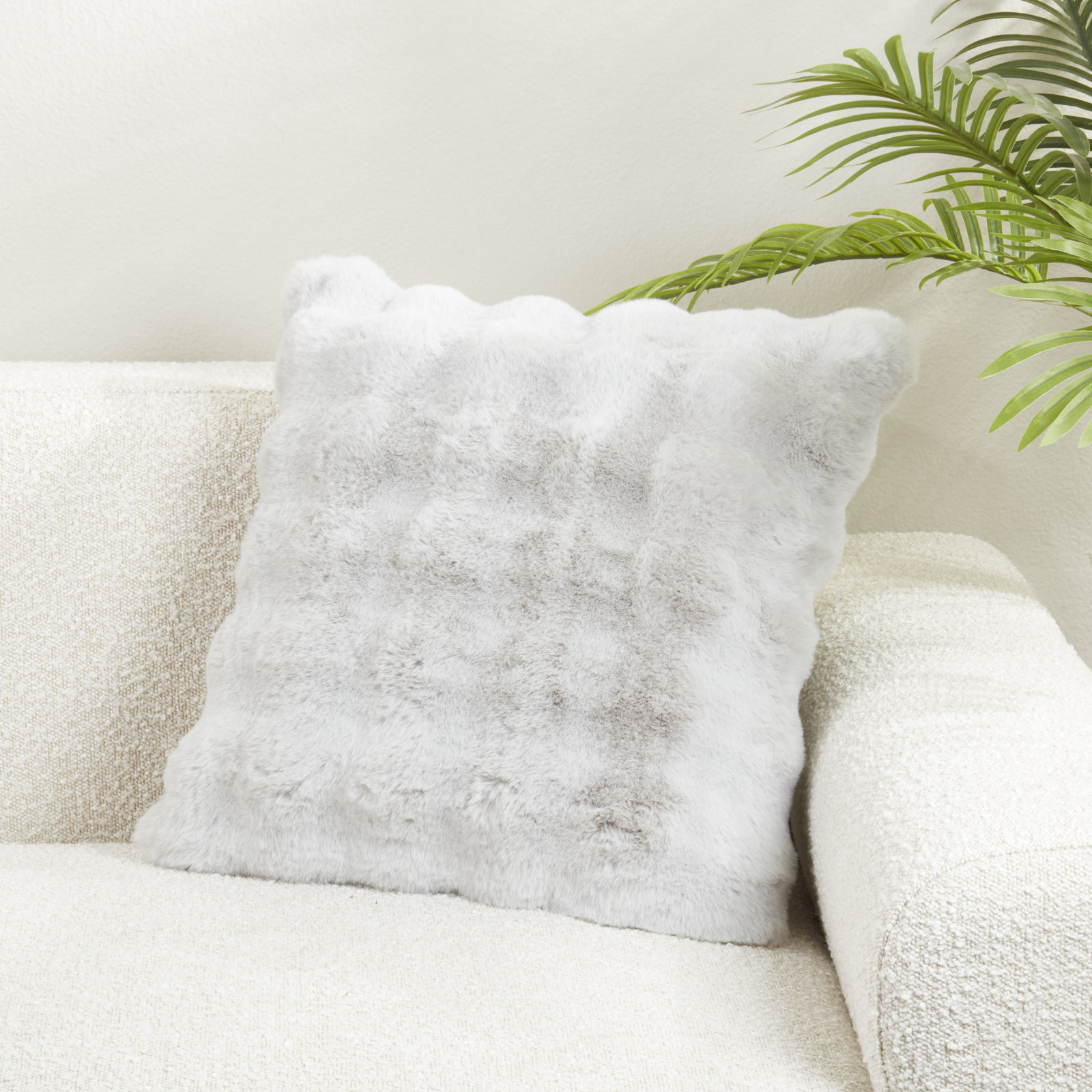 Cozy Bubble Faux Fur Pillow Cover, Gray, No Insert, Square 20"