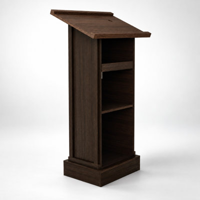 44" Lectern with Microphone Slot Sliding Shelf and Storage