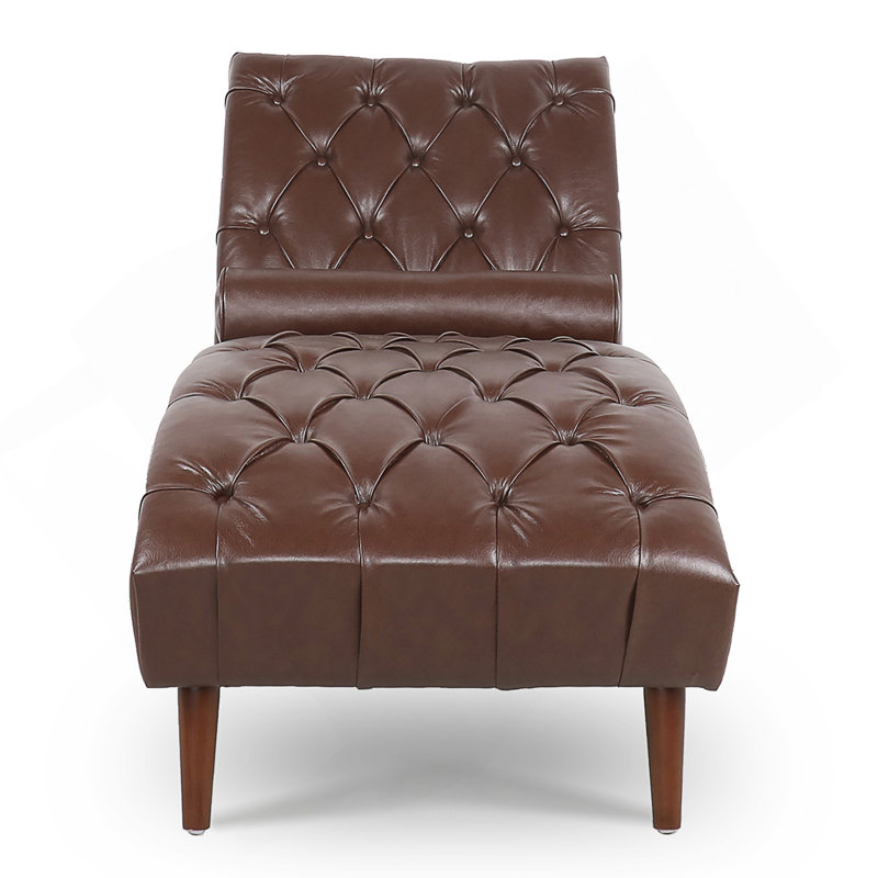 Chaise longue en polyuréthane foncé avec pieds en bouleau, Brun