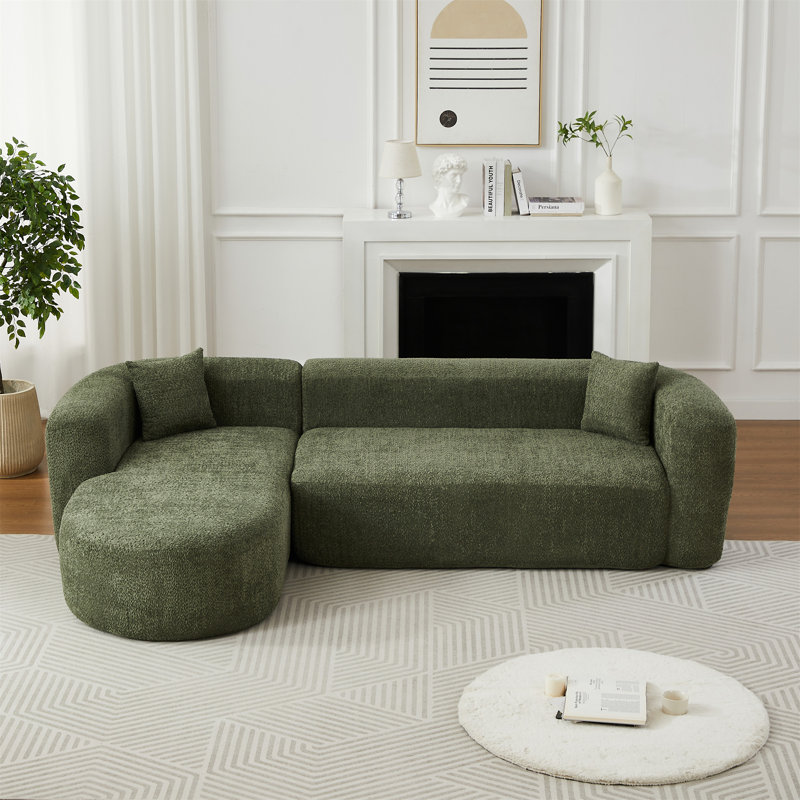Canapé modulaire de luxe à dossier courbé de 109,4 po, Orienté à gauche (vu de face), Vert