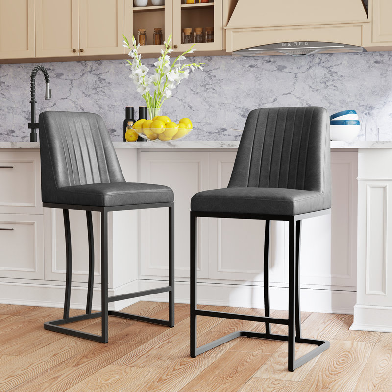 Irvona 24.8'' Counter Stool, Gray PU