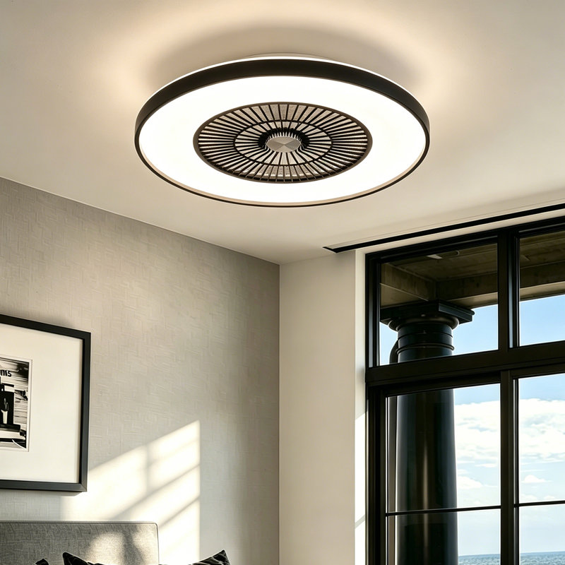 Makaiyla 24" WiFi/Bluetooth RGB Flush Mount Ceiling Fan Lights with Remote/APP/Voice Control, 6 Speeds, Timer, Quiet DC Motor