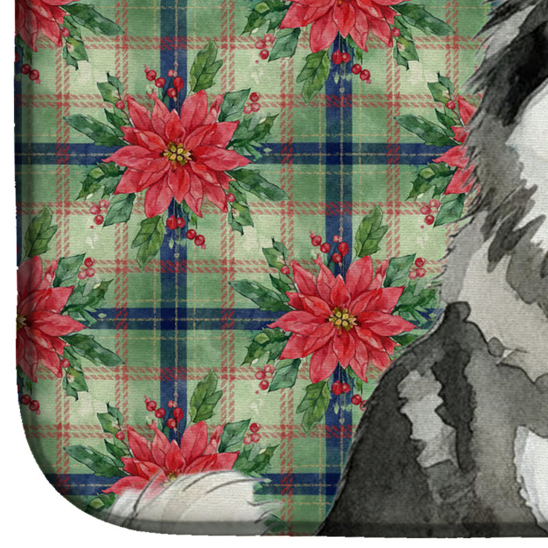 Tapis de vaisselle Keeshond Christmas PoinsettIas