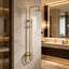 Système de douche mural brossé à pression équilibrée avec pomme de douche à pluie haute pression, douchette à main et barre coulissante réglable-133058749