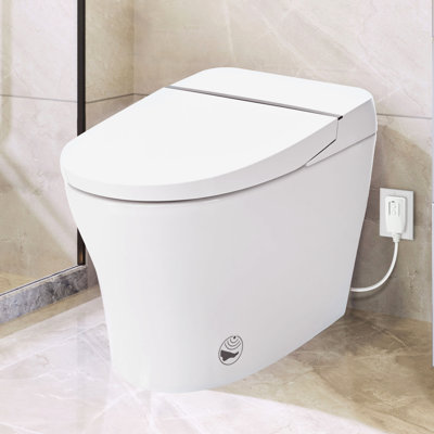 Toilet With Heated Seat - 1/1.28 Dual Flush, Foot Sensor, Night , Structure Smart Without Bidet Seat, Practical Flushing