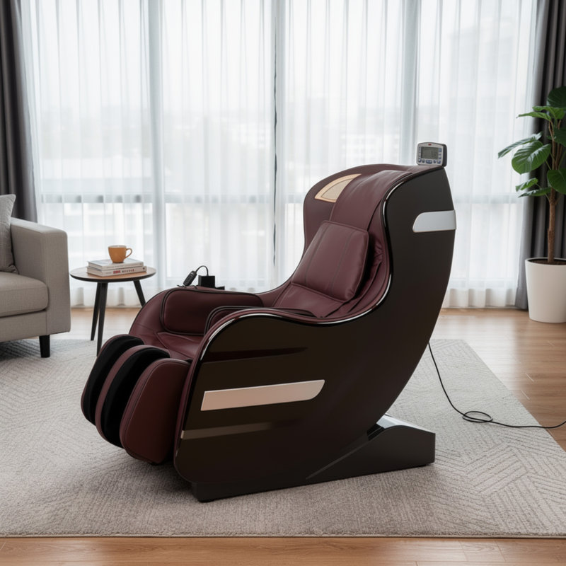 Fauteuil de massage Marty 7 modes avec rouleau 3D, similicuir brun, Brown/Beige