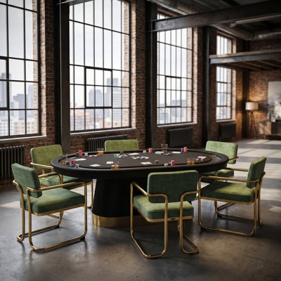 Prohibition Series  Texas Hold'em Table  With Dining Top - And Six Chairs By RAM Game Room