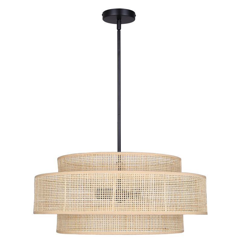 Lustre 3 lumières Dominique, Noir / naturel